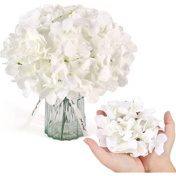 64 PCS Artificial Hydrangea Flowers, Silk Artificial Flowers Heads with Stems - Picture 2 of 7